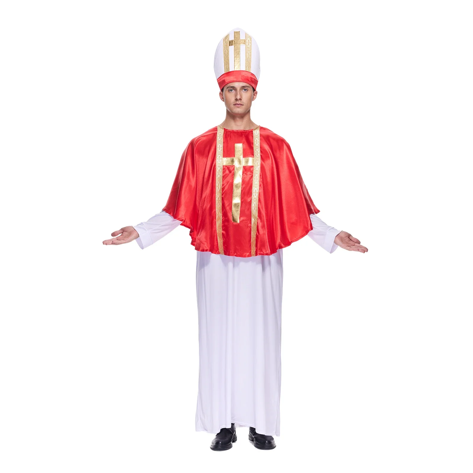 

Men's Pope Costume Adult Halloween Priest Biblical Robes Carnival Easter Purim Fancy Dress