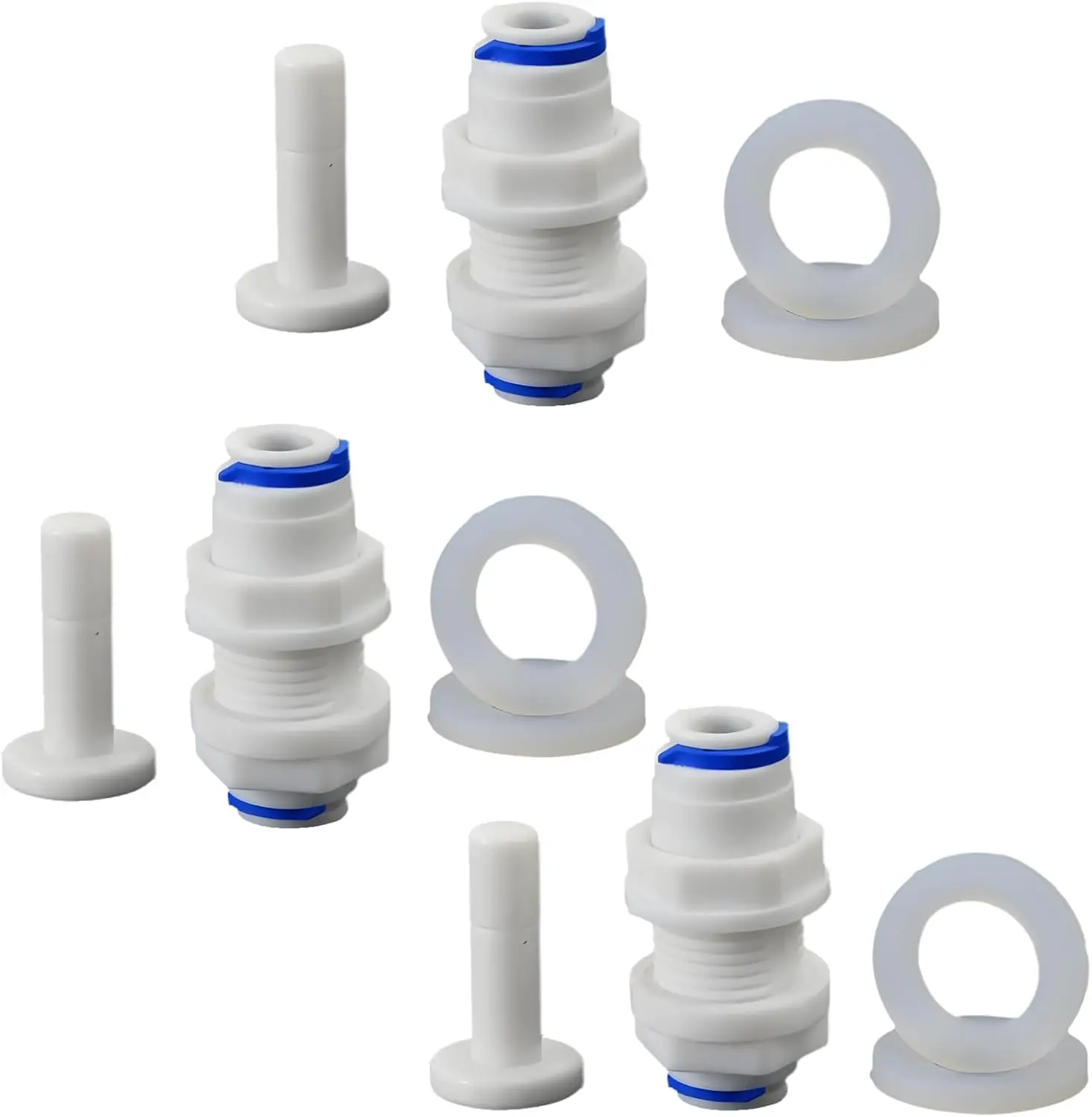 1/4" RO Bulkhead Adapter, Push-to-Connect Quick Connect Panel Mount Fitting for Water Filter & Purifier System