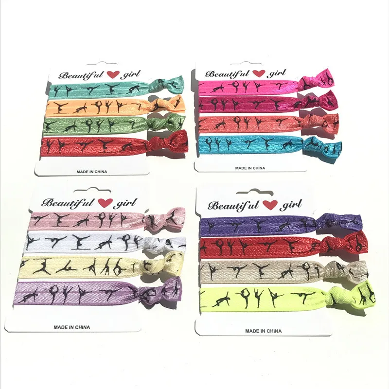 Gymnastics Printed Knotted Headband, Ponytail Holder, Wrinkle-Free Elastic Ribbon, Hand-Twisted Hair Tie, Accessories