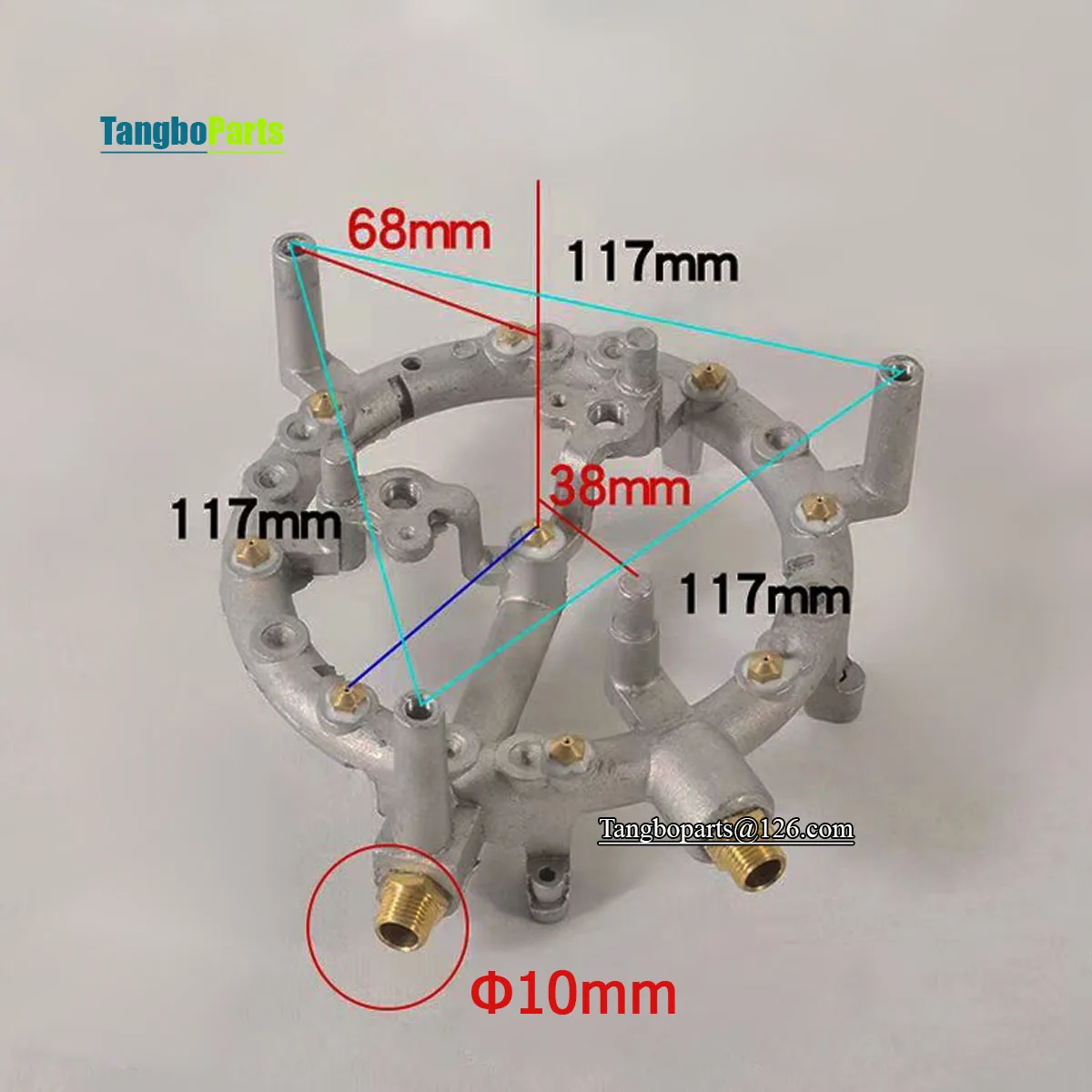 Universal Type Embedded NG LPG Copper 9 Head Fierce Fire Gas Stove Head Gas Burner