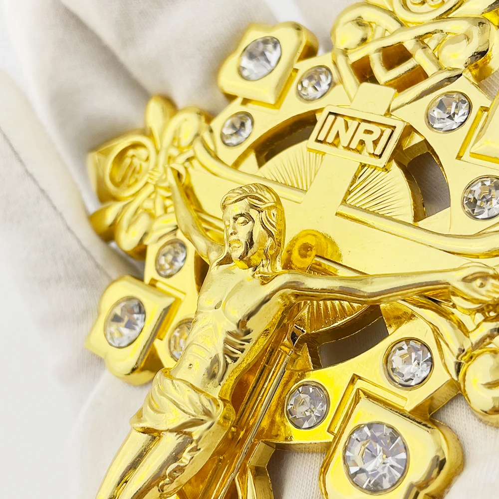 HTISOK Orthodoxes Kreuz-Halskette Gebets-Jesus-Kruzifix Brustkreuz Anhänger aus Legierung Kreuzkette Religiöse Geschenke крест кулон – Detail 7