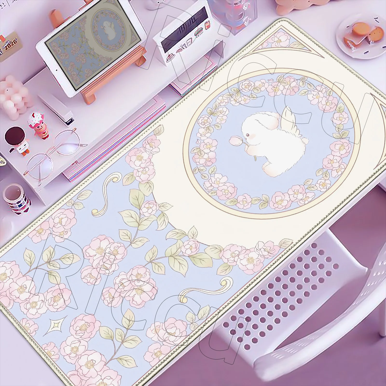 1200x600mm Flower Daisy Print Large Mouse Pad Game Accessories Anti Slip Base Suitable for E-sports Office and Home Decoration