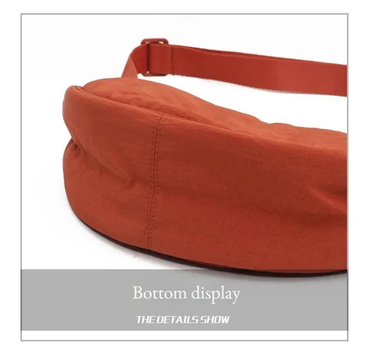 Einfarbige Brusttasche für Damen, große Kapazität, Reisetasche, Umhängetasche, halbmondförmige Tasche, Damen-Alltagstasche, mit Baumwollfüllung, Schultertasche. – Detail 9