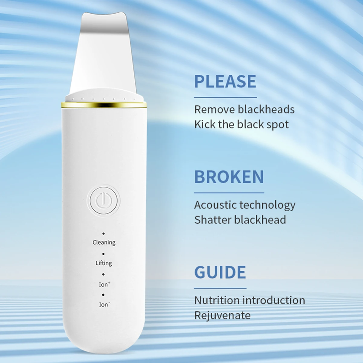 1 قطعة منظف بشرة الوجه USB الكهربائية بالموجات فوق الصوتية ملعقة جلد الوجه مع بطارية 250 مللي أمبير في الساعة و4 أوضاع المحمولة المسام الغسيل العميق #5