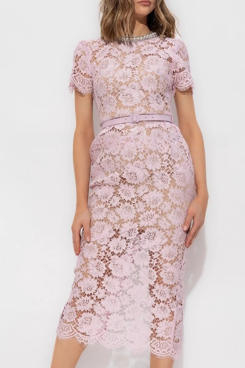 

Розовое кружевное платье, женское уличное платье без рукавов с круглым вырезом и бисером, шикарное элегантное облегающее платье, летняя праздничная ткань для женщин