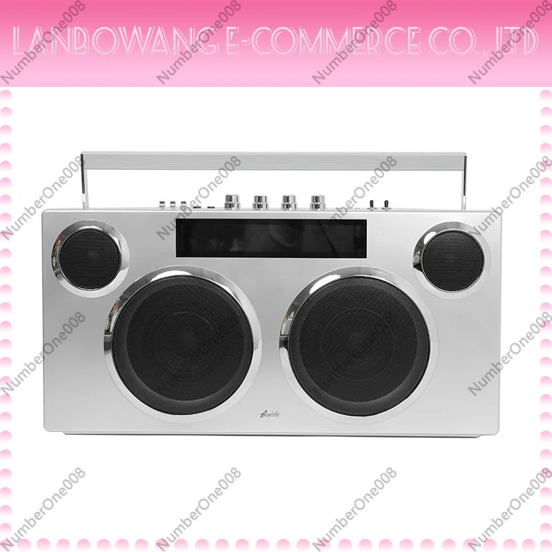Retro Large Karaoke Bluetooth Speaker Heavy Bass HIFI Stereo Sound Outdoor Portable Speaker with USB Mic