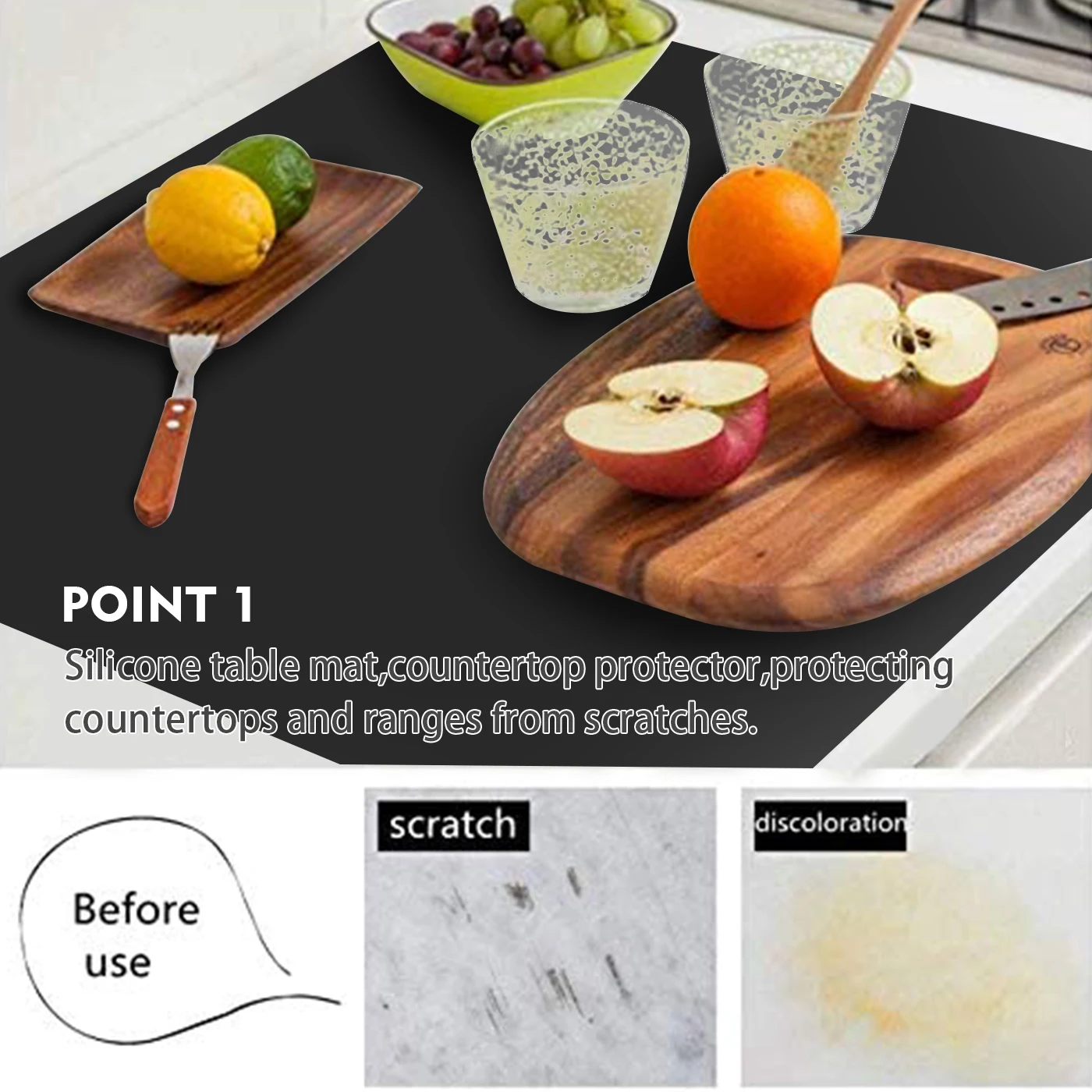 60cm Silicone Tablecloth Washable Waterproof Placemats Dinner Table Pad Non-Slip Countertop Protective Mats Kitchen Accessories