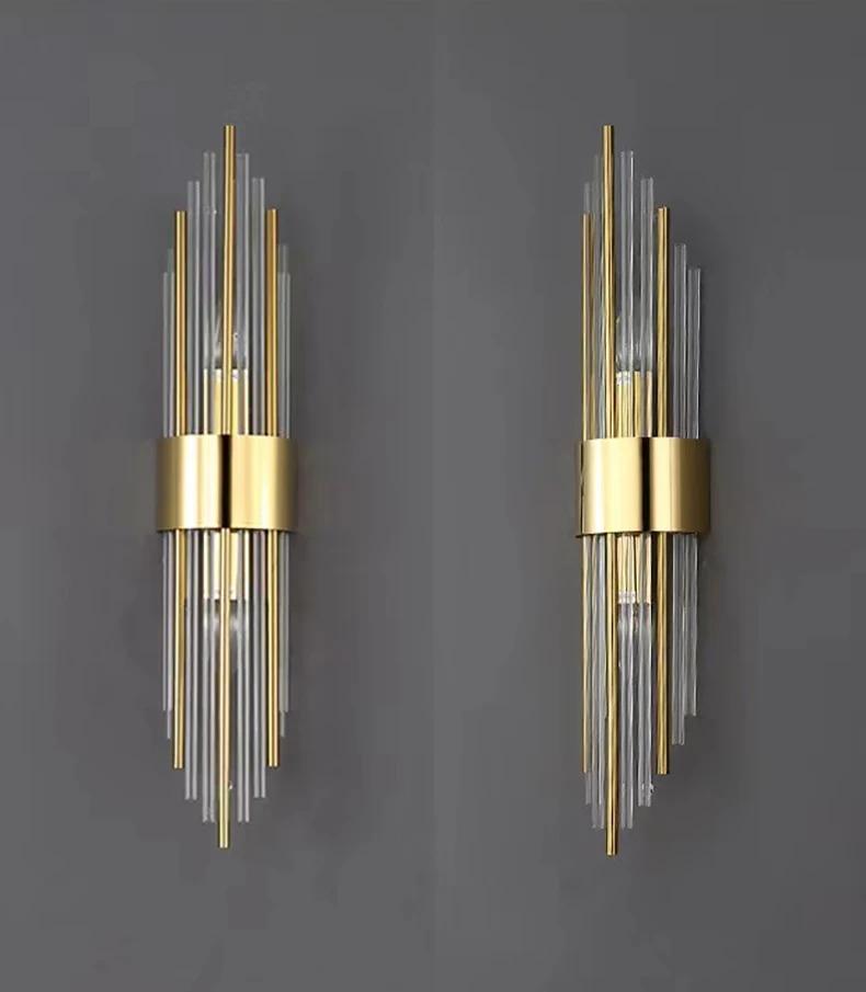 Clear Crystal LED Wall Lamp E14 Bulb Stainless Steel