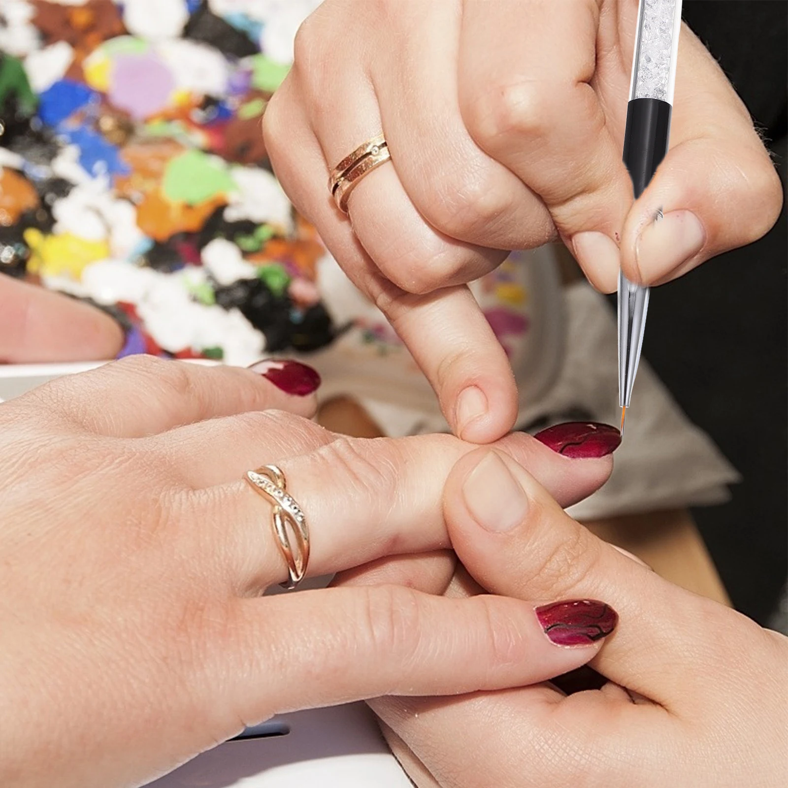 3 pçs conjunto de canetas da arte do prego profissional manicure desenho canetas para diy pintura do prego ferramentas design salão fornecimento escova kit