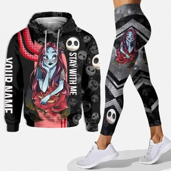 Nightmare Before Christmas Sally Hoodie Womens Leggings Yoga Set Womens Disney Jack Skellington Hoodie Sports Leggings Tracksuit