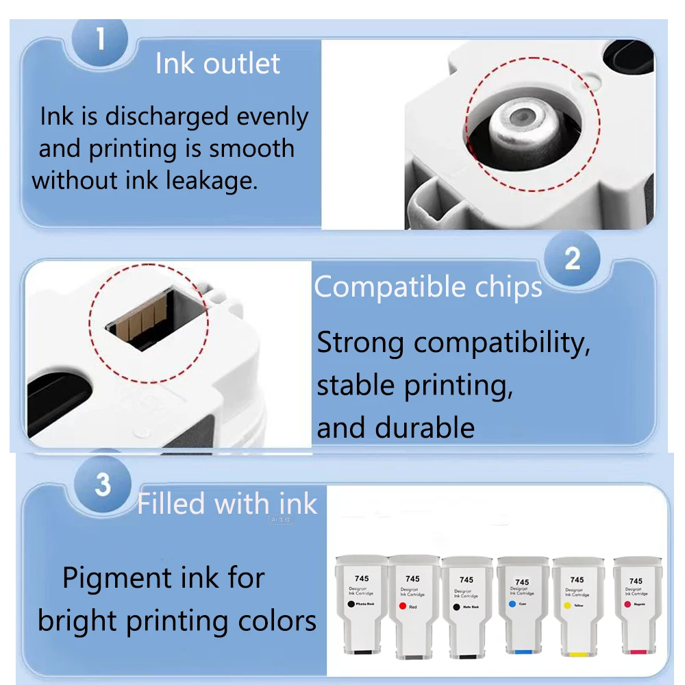 

300ML745 Compatible Ink Cartridge with Pigment Ink with Chip for HP HP745 DesignJet Z2600 Z5600 Printer
