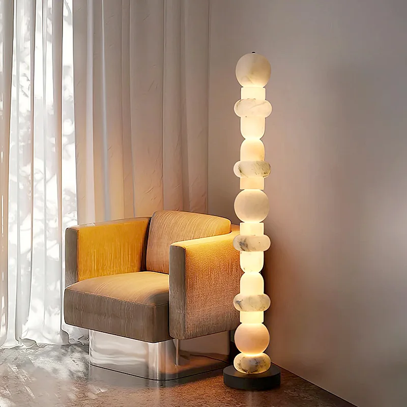 

Spanish natural marble floor lamp modern designer creative villa living room model room LED lamp