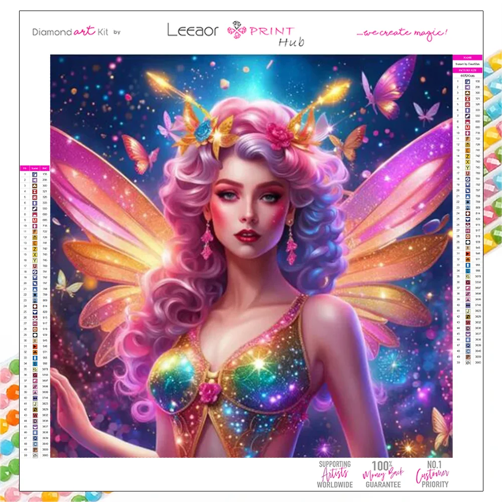 

5d Diy Diamond Painting Colorful Butterfly Fairy Full Drill Mosaic Embroidery Cross Stitch Kits Home Decoration Cartoon Art Gift