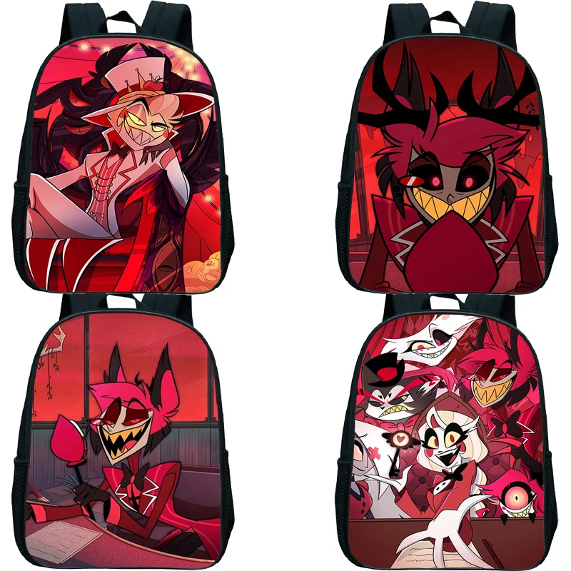 

Hot Anime Hazbin Backpacks Kindergarten Bags Waterproof Girls Boys Anime Hotel Schoolbag Kids Backpack Small Bookbag Mochlia