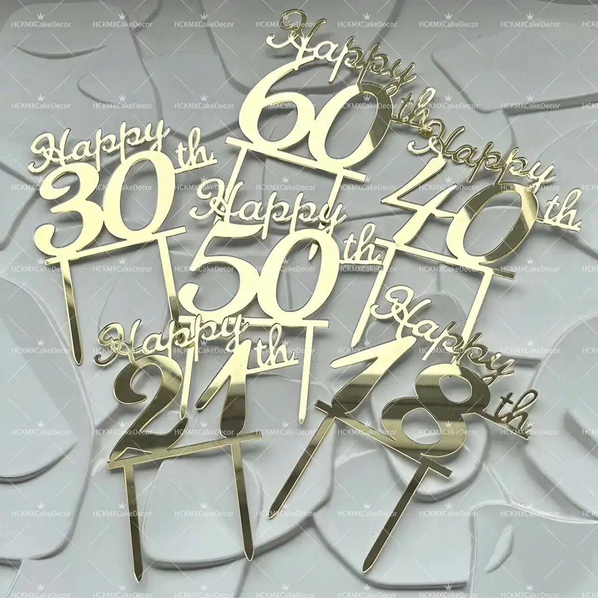 3개/6개입 해피 18번째, 21번째, 30번째, 40번째, 50번째, 60번째, 70번째, 80번째 생일 케이크 토퍼 숫자 나이 케이크 장식용 픽 생일 파티 장식용