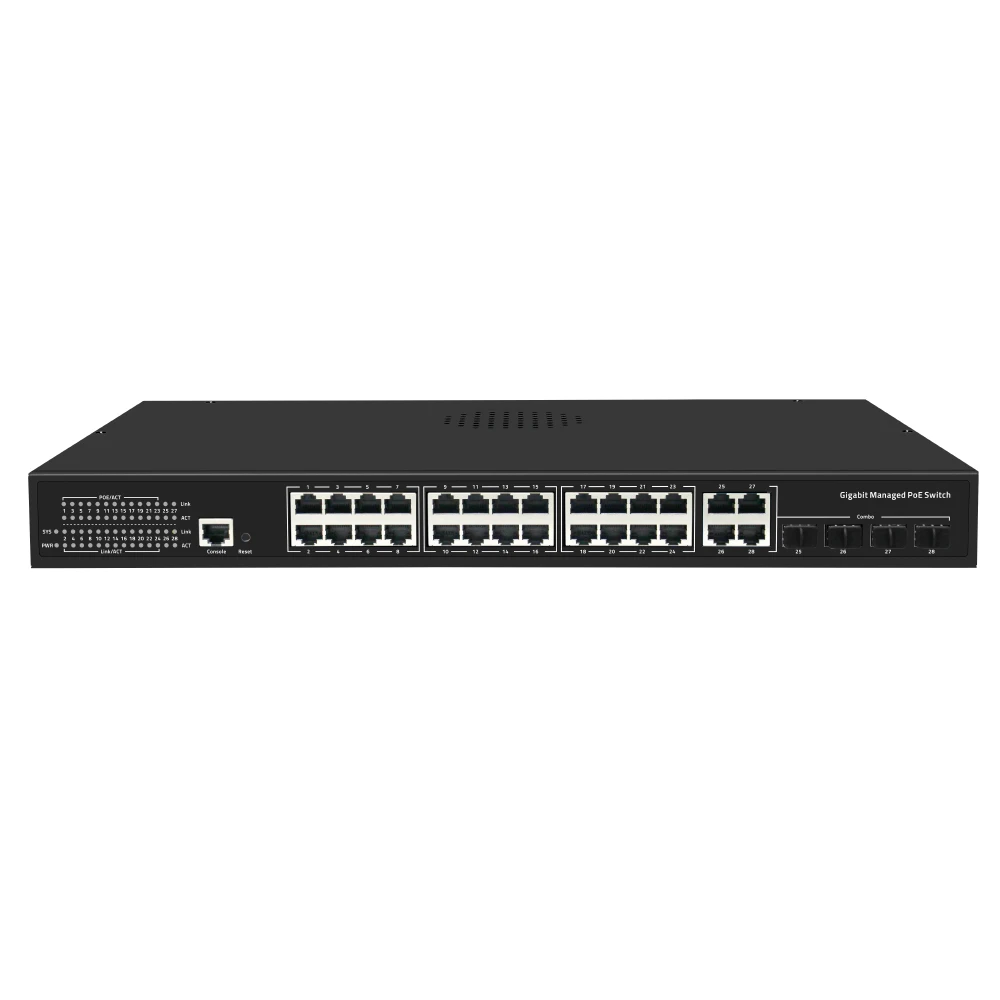 

24*10/100/1000M POE Ports + 4*Gigabit SFP/TP Combo Ports + 1*Console Port Gigabit Managed POE Switch poe gigabit switch