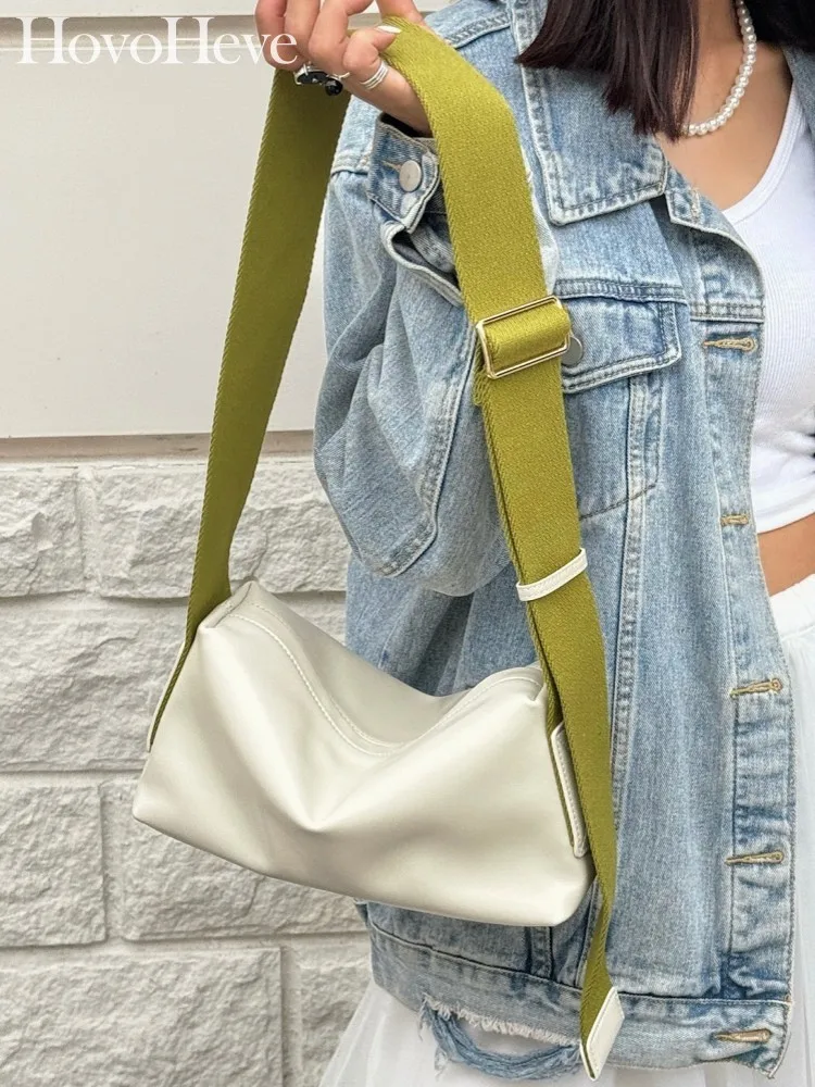 

Vintage Office Ladies Genuine Leather Softshell Cowhide Comfortable Wide Strap Colors Panelled Shoulder Designer Crossbody Bags