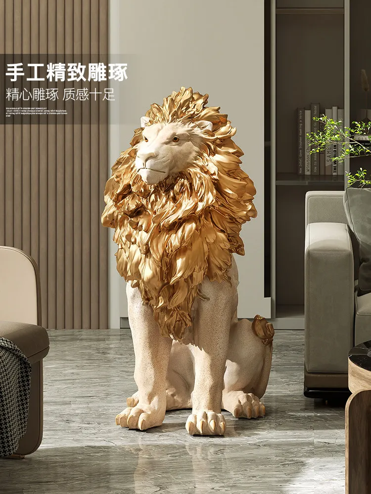 

Light luxury lion floor-to-ceiling ornament, living room TV cabinet, home decoration next to the sofa, store opening