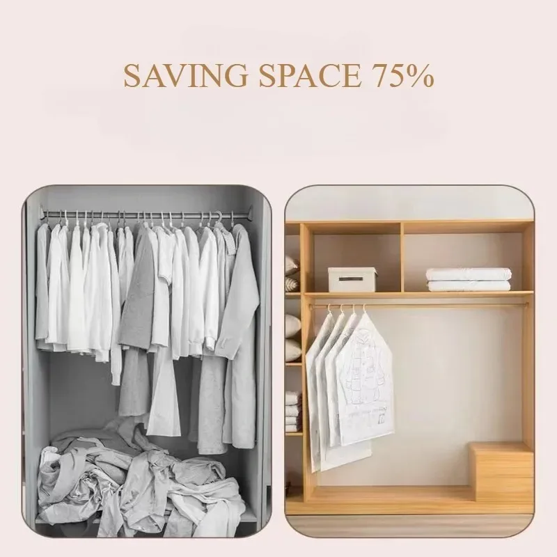 Hanging Vacuum Storage Bags, Hanging Space Saver Bags, Hanging Storage Bags for Clothes for Suits, Dress, Jacket