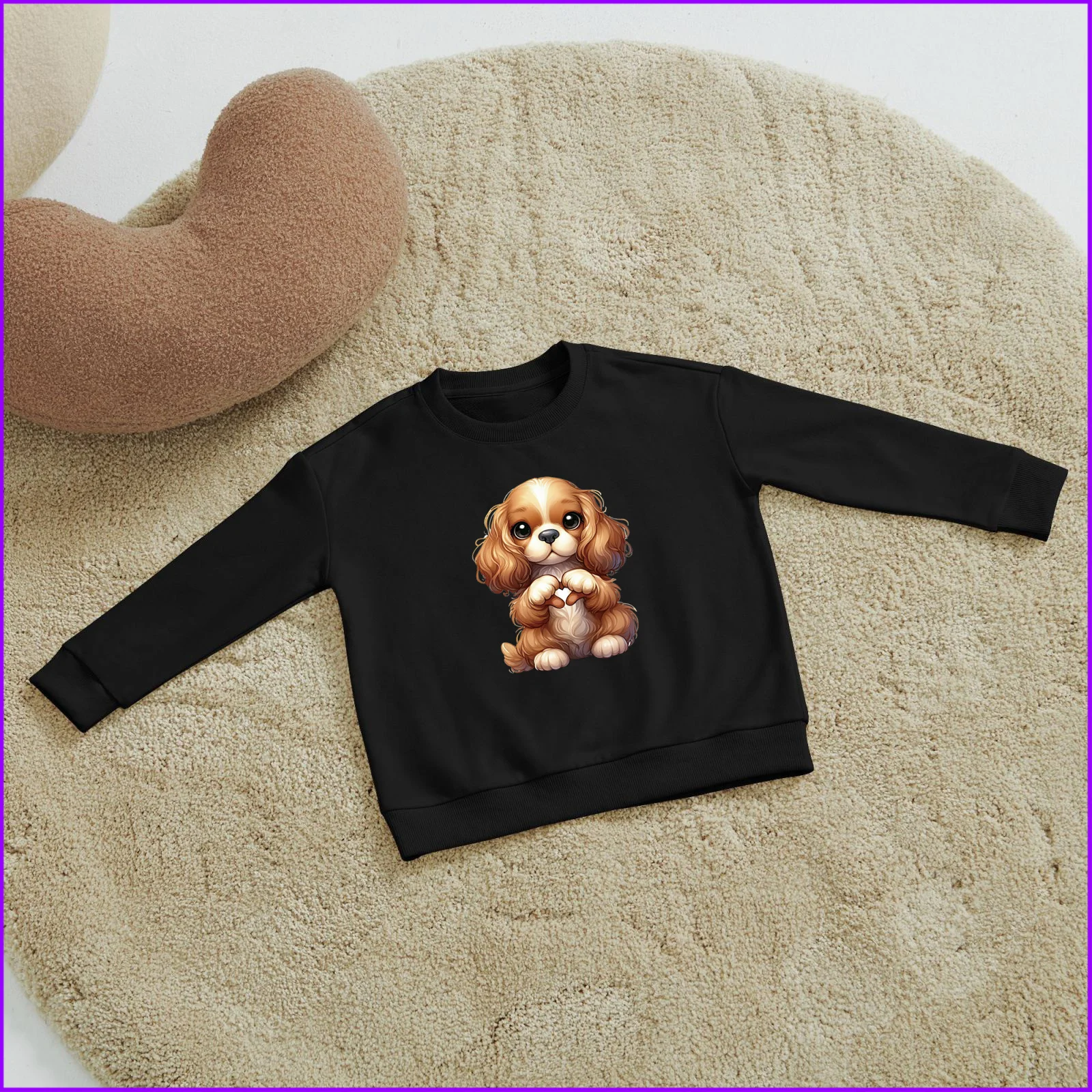 Cocker Spaniel Cartoon Cute Dog Giving Heart Animal Sja596 Kids Boys Girls Hoodies Sweatshirts Wednesday Outerwear Sweaters Wint