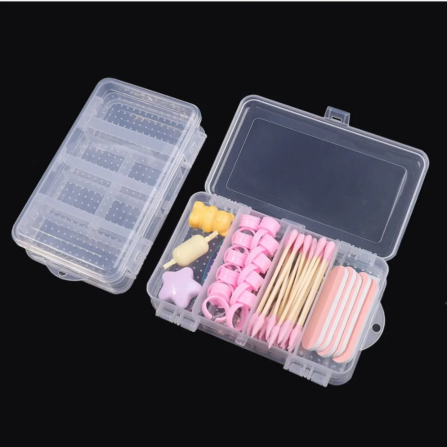 Manicure Tools Charms Jewelry Box Plastic Earrings Storage Double-sided 10 Grid Compartment Nail Portable Storage Box Double