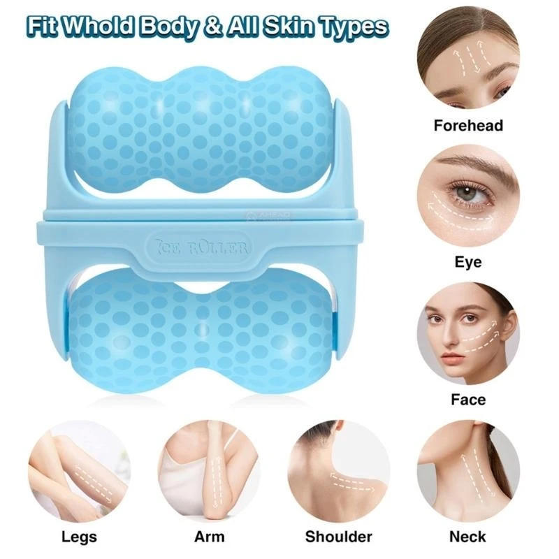 Ice Rollers for Face Neck Eyes 2 in1 Double Ended Puffiness Minors Injury