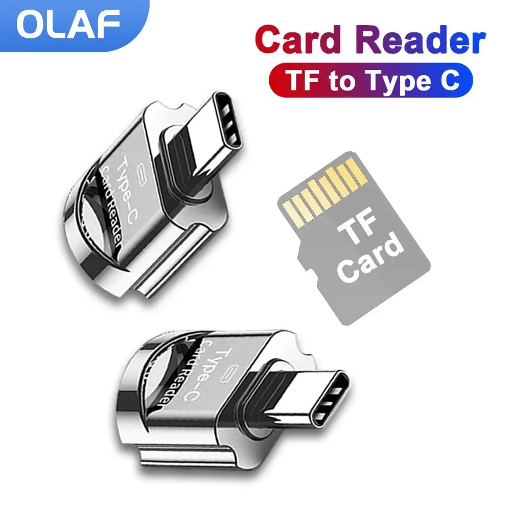 Mini Type C TO TF Card Reader with Chain Micro SD/Camera Cardreader High Speed Transmission Smart Memory Card Reading for Laptop