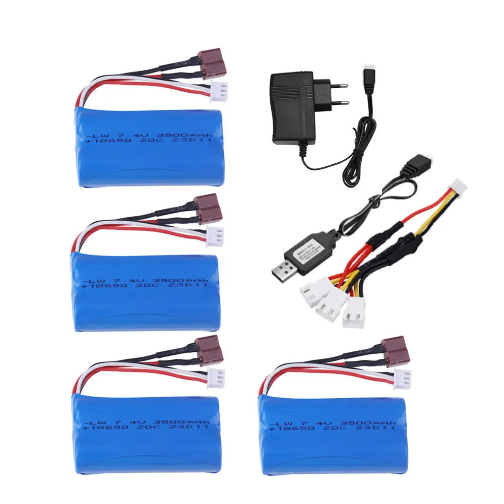 おもちゃ,車,アップグレードバッテリー7.4v,3500mah,18650,q46 wltoys,10428, 12428, 12423 rc,充電器付きスペアパーツ,2s