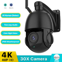 POE IP Camera 8MP HD 4K AI Auto Tracking 30X Optical Zoom WIFI Speed Dome PTZ Camera CCTV Security Vedio Surveillance XMeye