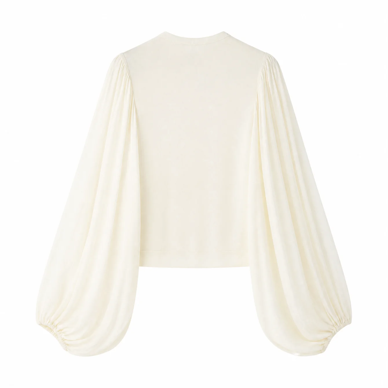 2026 Neue Damenbluse in Unifarbe, Oversized, mit Laternenärmeln, Plissee, im französischen Vintage-Stil, atmungsaktiv, lässige Sommerbluse für Damen – Detail 3