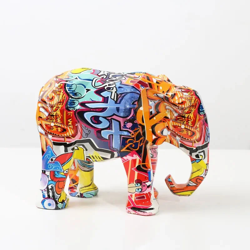 

Creative Home Graffiti Simple Living Room Geometry Elephant Decorations Entrance Wine Cabinet Office Decorations Resin Crafts