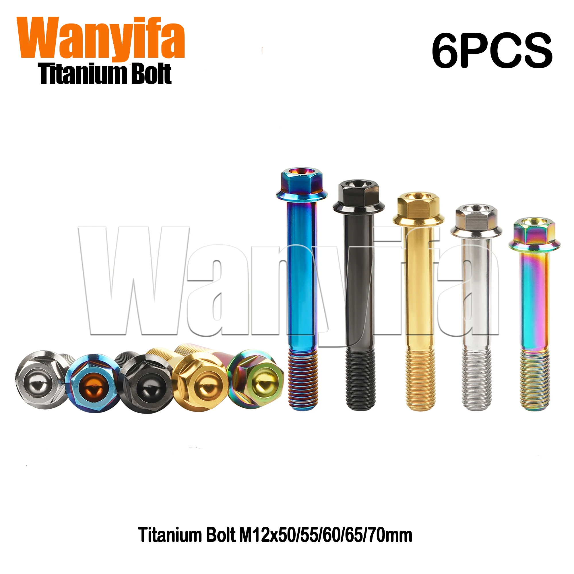 

Wanyifa Titanium Bolt M12x50/55/60/65/70mm Flange Allen Hex Fixed Screws for Motorcycle Accessories Pitch1.5mm