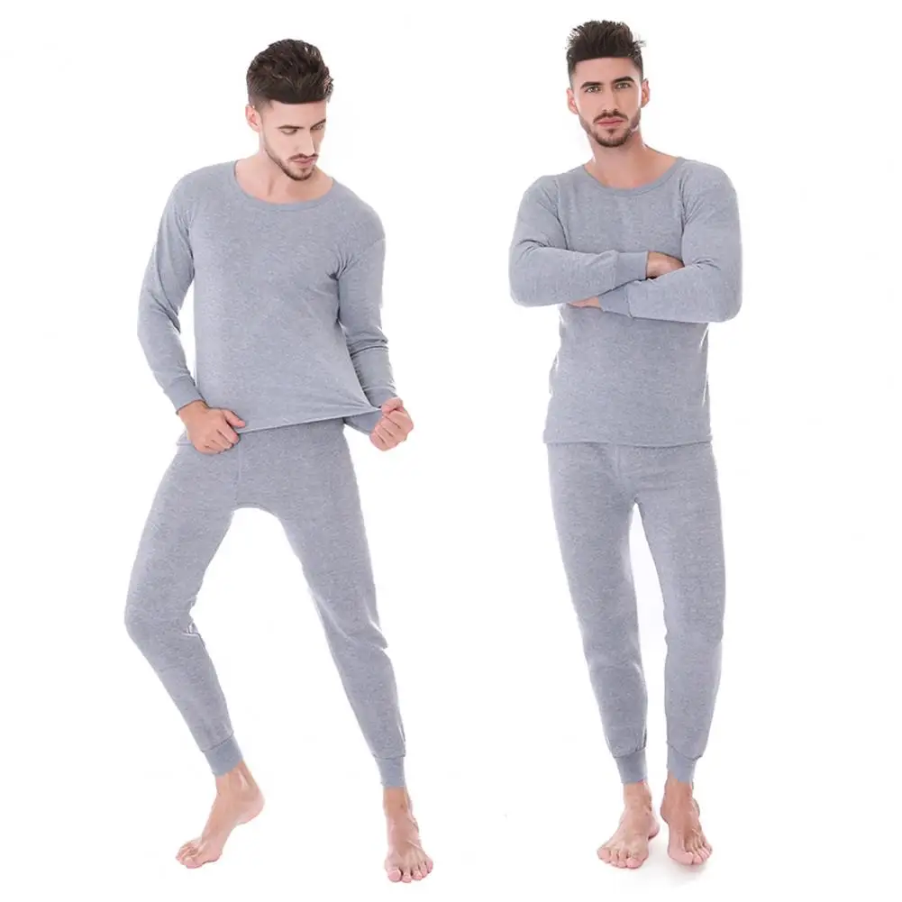 Stylish Winter Loungewear Men’s Thermal Underwear Set Fleece Lined Long Johns Top Bottom Weather Base Layer Autumn Winter