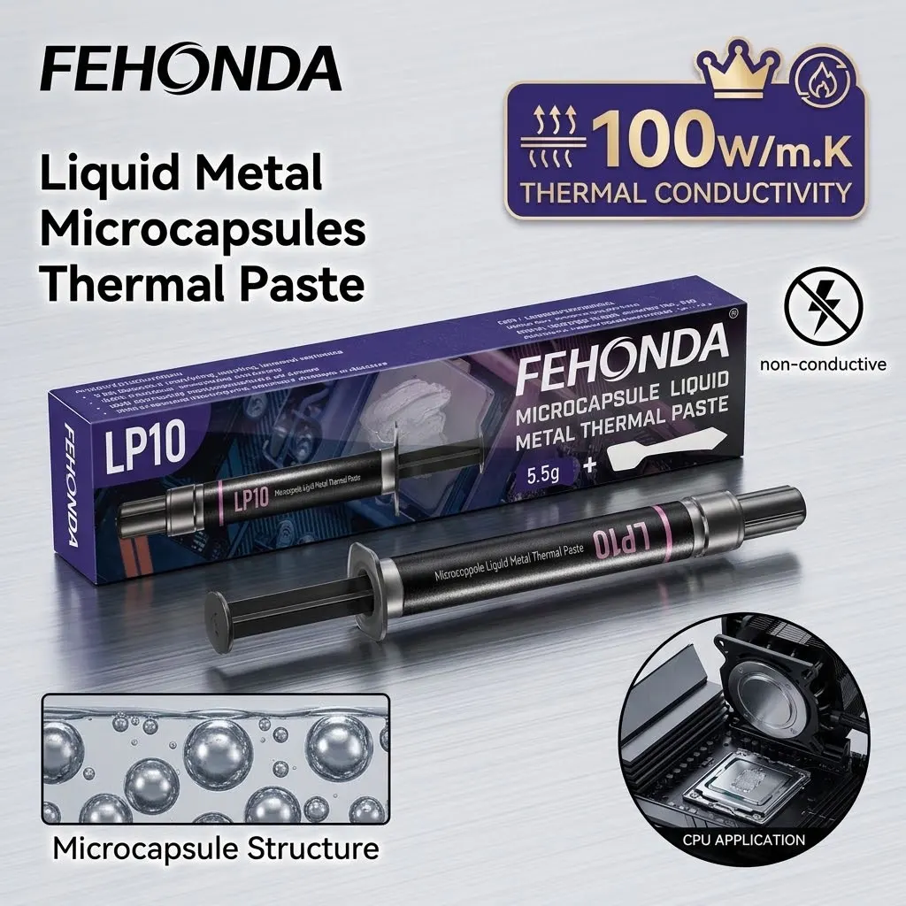 FEHONDA LP10 Liquid Metal Microcapsules 100W/mk High Thermal Conductivity Thermal Paste for GPU CPU Game Console Non-Conductive