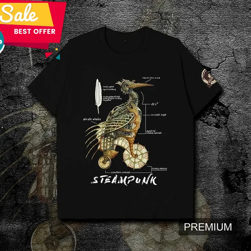 

Футболка с иллюстрацией в стиле стимпанк, механическая трансформация, 100% хлопок, с круглым вырезом, летняя, с коротким рукавом, повседневная мужская футболка, размеры S-3XL