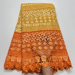 Nigerian Lace Fabric 2024 High Quality Water Soluble Knitted African Cord Guipure Lace Fabric with Sequins for Women Dress A3726