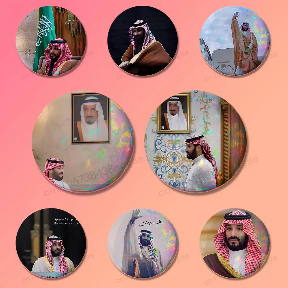 

King S-Salman of Arabia Badges 25 32 44 58 75 mm Round Fashion Jewelry Clothes Bag Hat Accessories Badge Lover Gifts