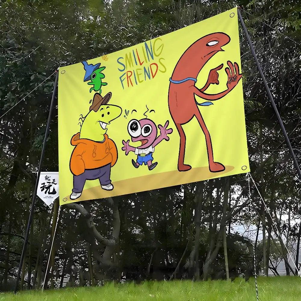 Funny Cartoon Smiling Friends Printed Large Flag Art Science Fiction Room Home Decor Decor Banner