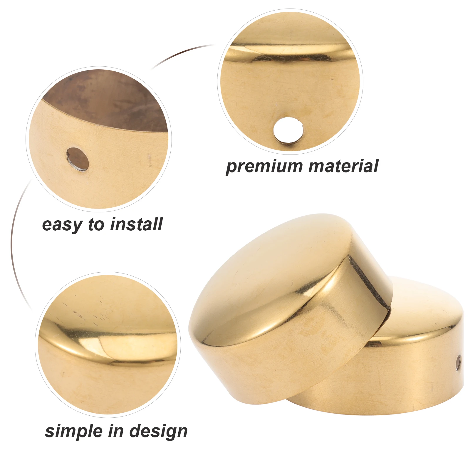 

2 Pcs Plug Bannister Cap Accessories Round Golden Stainless Steel Railing End Covers