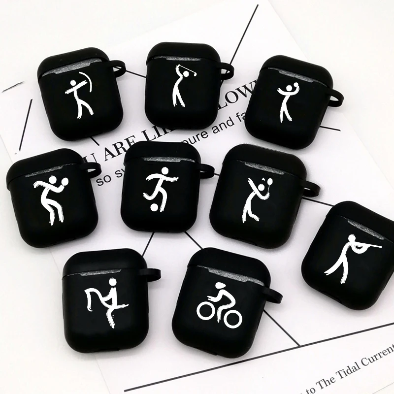 Sports Basketball Football Case for Airpods Pro 3 2 1 Pro 2nd 2022 Bluetooth Earphone Case Simple Black White Airpod Cover Funda