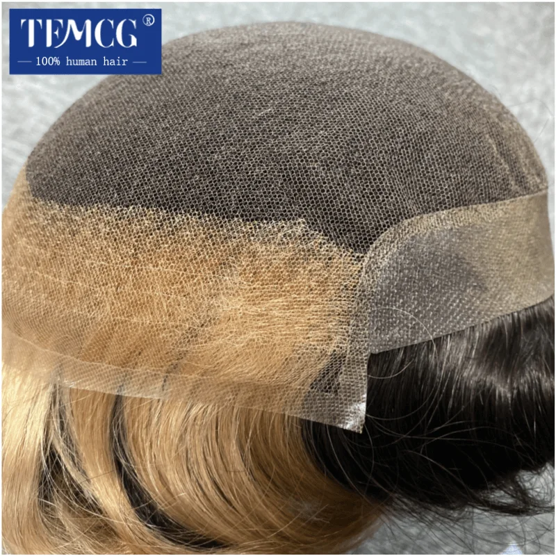 Men\'s capillary prothesis Breathable Lace and Pu Toupee Men Wigs For Man Male Hair Prosthesis Front can be Dyed 100% Human Hair