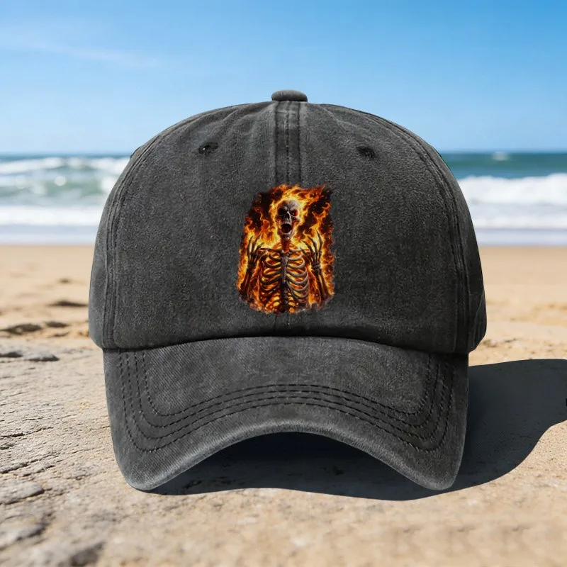 Flame-Skull-Print-Baseball-Cap-Unisex-Adjustable-Cotton-Hat-for-Beach-Outdoor-Street-Style