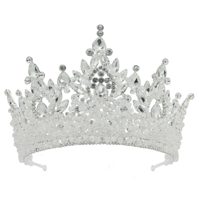 Baroque Royal Queen Red Crystal Bridal Tiaras Crowns For Women Sliver Purple Rhinestone Pageant Diadem Wedding Hair Accessories - view 4