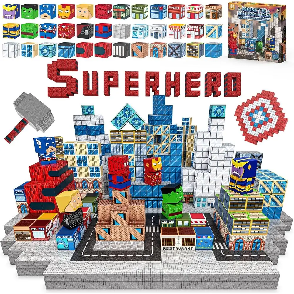 

200-Piece Magnetic Cubes Set - STEM Learning & Montessori Toys for Ages 3-13, Ideal for Boys and Girls