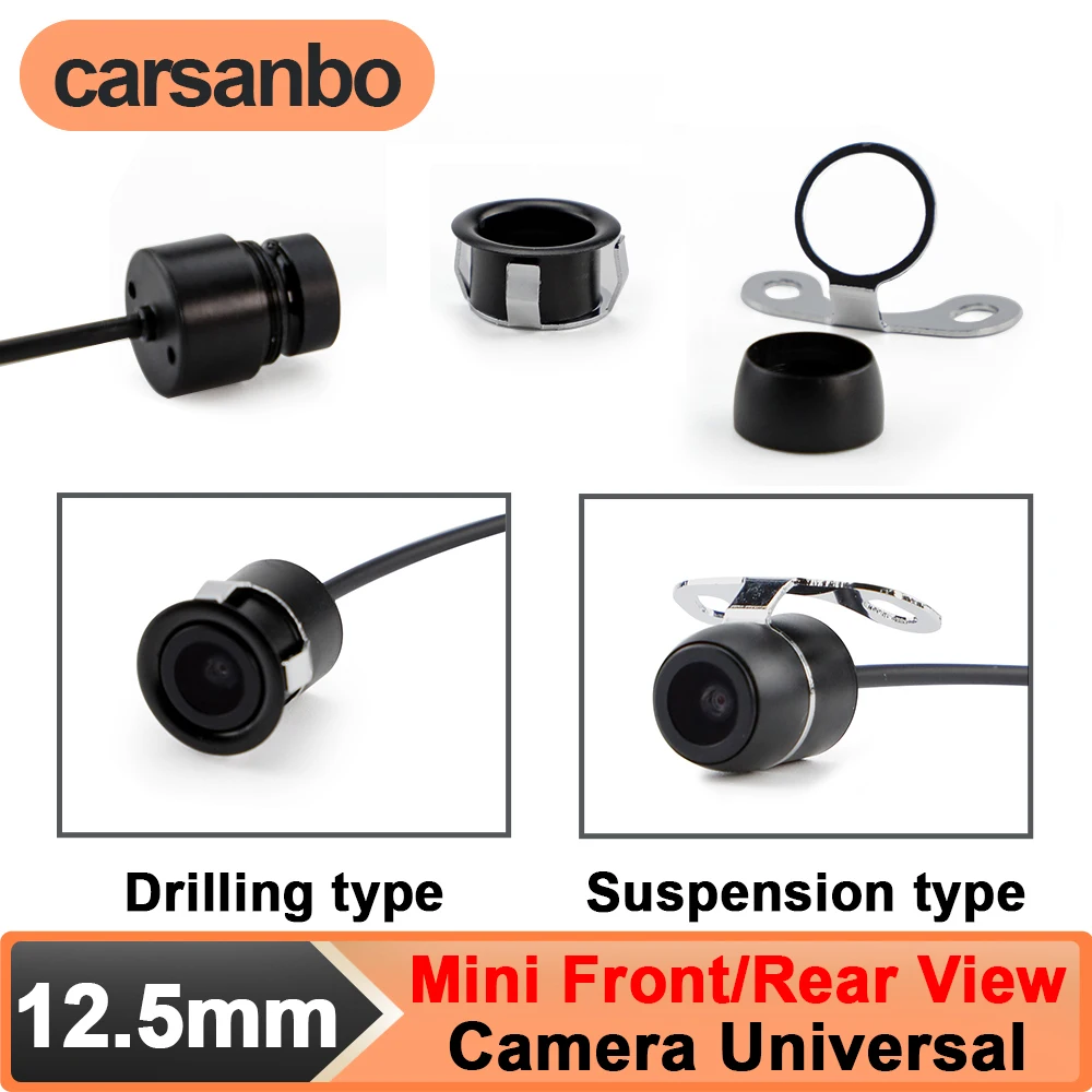 Carsanbo Car 12.5mm Front & Rear View Backup Camera HD Night Vision Waterproof Car Reverse Camera Univeral Parking Surveillance