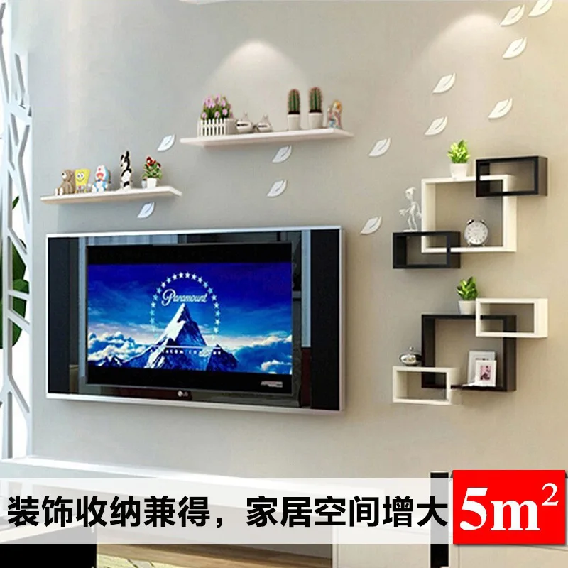 Wall shelfhanging living room TV background video  frame bedroom baffle room creative grid