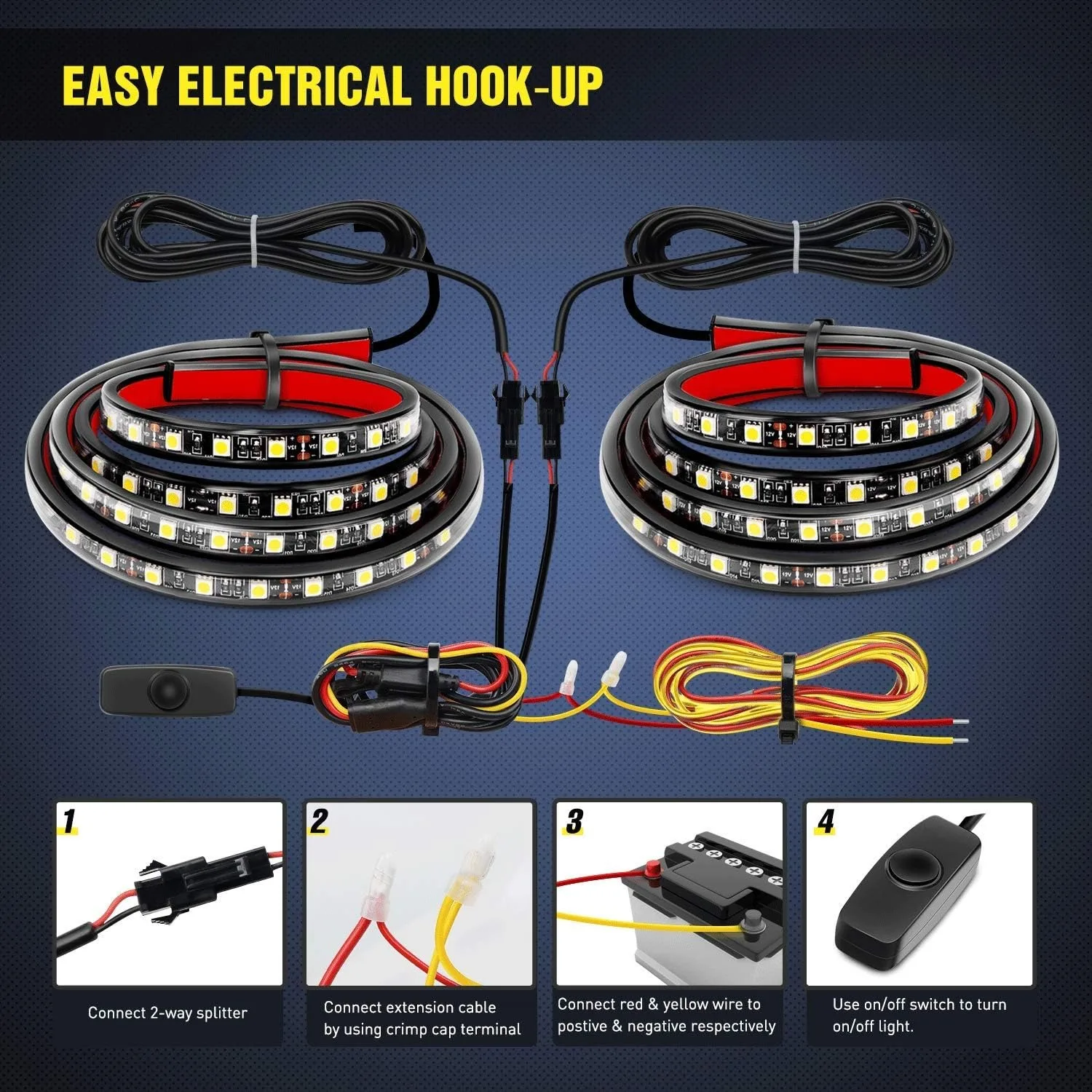 Nilight 2PCS 60 Inch 180 LED Truck Bed Light Kit, Waterproof Cargo LED Strip Lights with On/Off Switch, Fuse and Extension Cable for Pickup Truck, SUV, RV and Boat