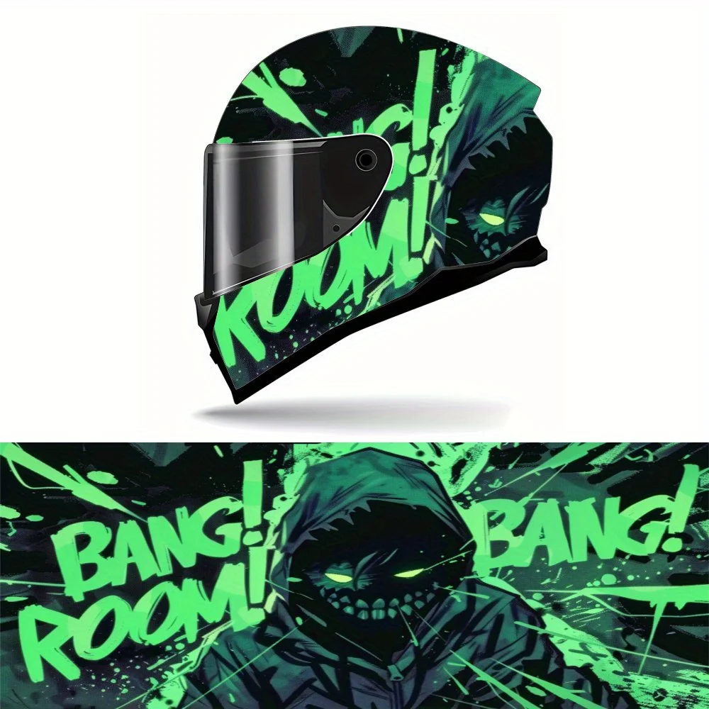 

Mysterious Person Full Face Helmet Vinyl Wrap Sticker, Waterproof Scratch-Resistant Self-Adhesive PVC Decals, Artistic Aesthetic