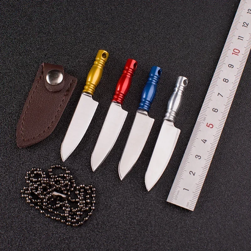 Small Straight Knife Mini Color Wood Fixed Blade Knife Sharp Miniature Portable Keychain Pocket Knife For Unpacking Express