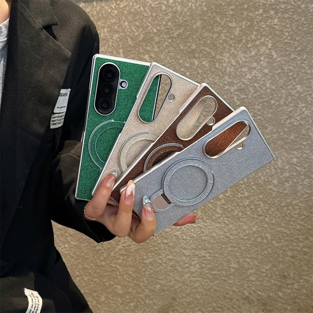 

Fashion leather fold stand phone case for Samsung Galaxy Z Fold 7 6 Fold 6 5 4 3 Fold4 5G Cover Shockproo Cute Protective Cover